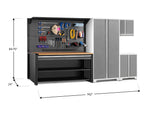 NewAge Garage Cabinets Pro Series 5-Piece Cabinet Set with Base, Wall Cabinet, Locker, 78 in. Workstation, and Pegboard Accessories Kit-32640-Garage Giant 