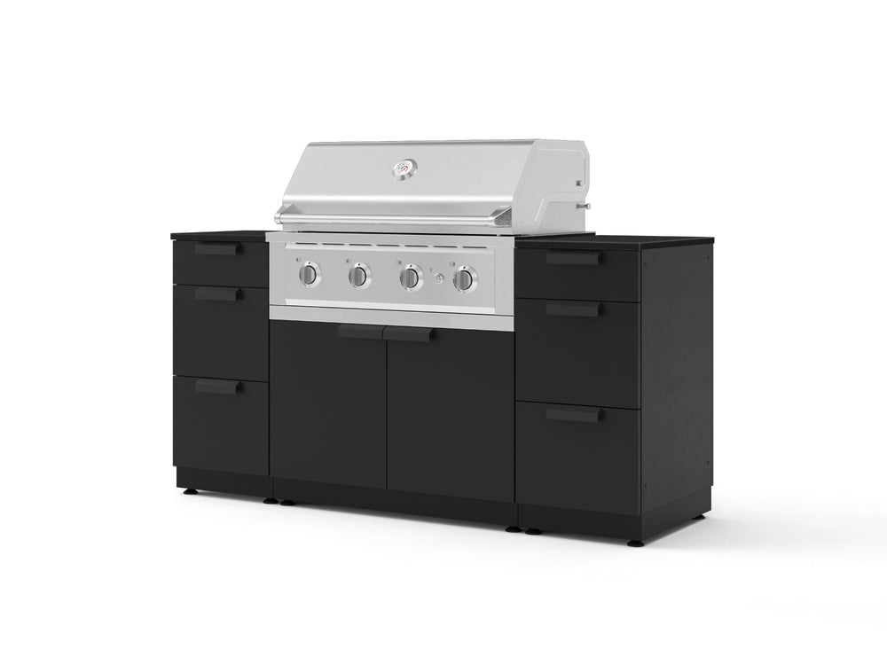 NewAge Outdoor Kitchens Outdoor Grill Island Stainless-Steel 6-Piece Cabinet Set with 3 Drawers, Grill Cabinet, Performance Grill and Dekton in Sirius Countertops - (Natural Gas) | Garage Giant
