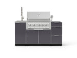 NewAge Outdoor Kitchens Outdoor Grill Island Aluminum 5-Piece Cabinet Set with Sink, 3 Drawer, Grill Cabinet, Platinum Grill and Stainless Steel Countertop - (Natural Gas) 