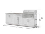 NewAge Outdoor Kitchens Stainless-Steel 5-Piece Cabinet Set with Bar, Sink, Grill Cabinet, Performance Grill, and Countertop-73436-Garage Giant 