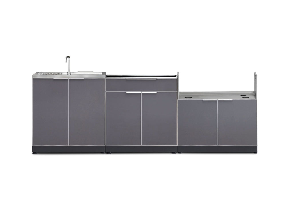 NewAge Outdoor Kitchens Aluminum 3-Piece Cabinet Set with Bar, Grill and Sink Cabinet-67214-Garage Giant