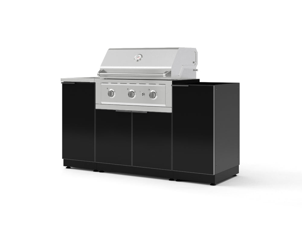 NewAge Outdoor Kitchens Outdoor Grill Island Aluminum 5-Piece Cabinet Set with Sink, 1 Door, Grill Cabinet, Performance Grill and Stainless Steel Countertop - (Natural Gas) | Garage Giant