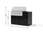 NewAge Outdoor Kitchens Outdoor Grill Island Aluminum 4-Piece Cabinet Set with 3-Drawer, Grill Cabinet, Performance Grill and Countertop - (Liquid Propane) 
