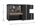 NewAge Garage Cabinets Pro Series 5-Piece Cabinet Set with Base, Wall Cabinet, Locker, 78 in. Workstation, and Pegboard Accessories Kit-32642-Garage Giant 