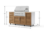 NewAge Outdoor Kitchens Outdoor Grill Island Stainless-Steel Louvered Doors 6-Piece Cabinet Set with Casters 1 Door, 3 Drawer, Grill Cabinet, Platinum Grill and Dekton in Aeris Countertops - (Liquid Propane) 