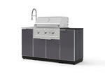 NewAge Outdoor Kitchens Outdoor Grill Island Aluminum 5-Piece Cabinet Set with Sink, 1 Door, Grill Cabinet, Performance Grill and Stainless Steel Countertop - (Natural Gas) | Garage Giant 