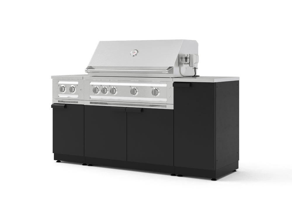 NewAge Outdoor Kitchens Outdoor Grill Island Stainless-Steel 6-Piece Cabinet Set with 1-Door, Grill Cabinet, Platinum Grill, Dual Side Burner and Countertop | 76503