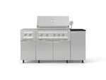 NewAge Outdoor Kitchens Outdoor Grill Island Stainless-Steel 6-Piece Cabinet Set with Casters and 1-Door, Grill Cabinet, Platinum Grill, Dual Side Burner and Dekton in Sirius Countertop - (Liquid Propane) 