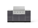 NewAge Outdoor Kitchens Outdoor Grill Island Aluminum 6-Piece Cabinet Set with 3 Drawers, Grill Cabinet, Performance Grill and Countertops 