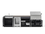NewAge Outdoor Kitchens Aluminum 6-Piece Cabinet Set with Sink, Bar, Grill Cabinet, Platinum Grill, Countertop and Fridge-72064-Garage Giant 