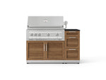NewAge Outdoor Kitchens Outdoor Grill Island Stainless-Steel Louvered Doors 4-Piece Cabinet Set with 3-Drawer, Grill Cabinet, Platinum Grill and Dekton in Sirius Countertop - (Liquid Propane) 