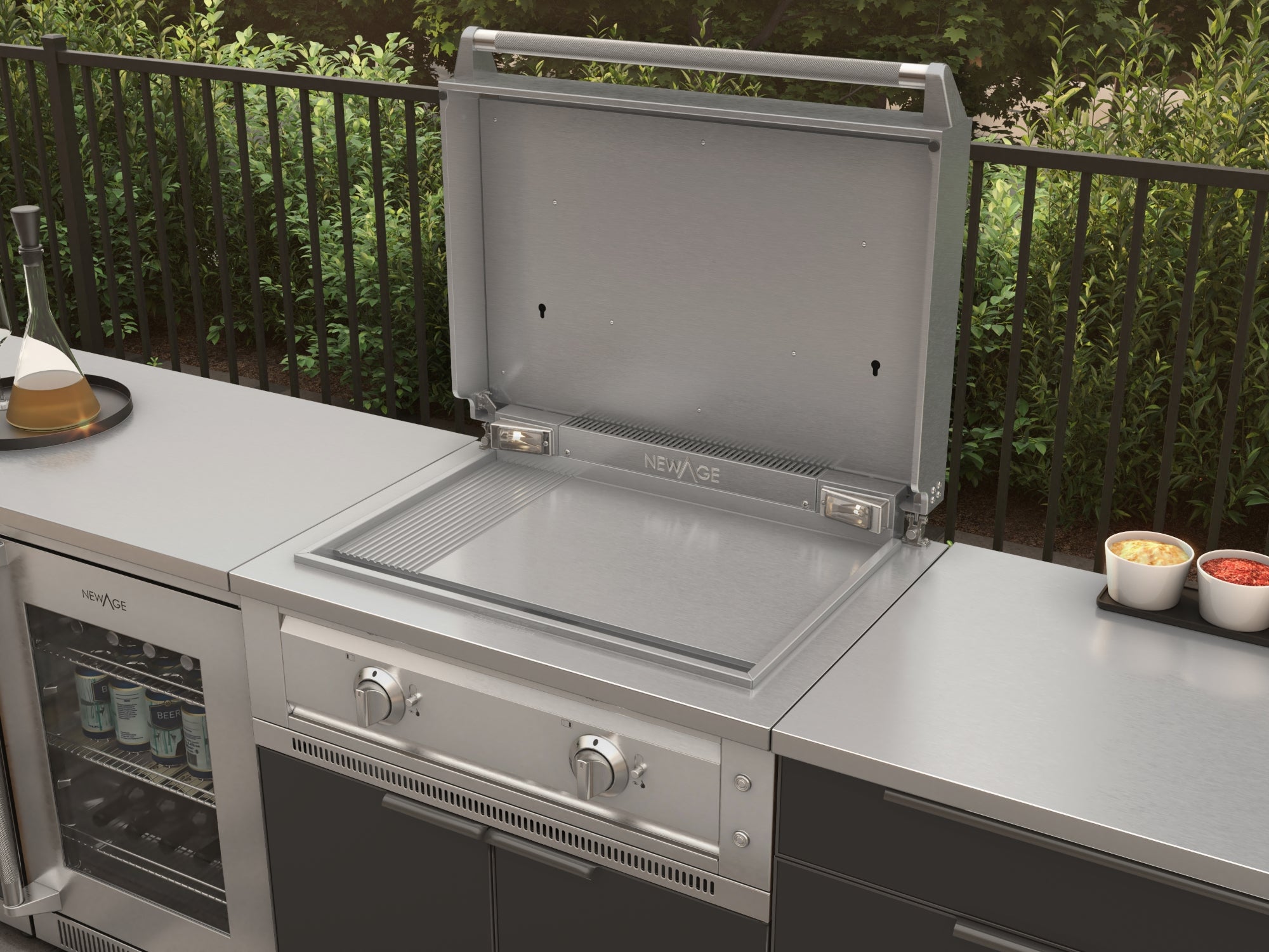 NewAge Outdoor Kitchens Aluminum 4-Piece Cabinet Set with Base, Grill ...