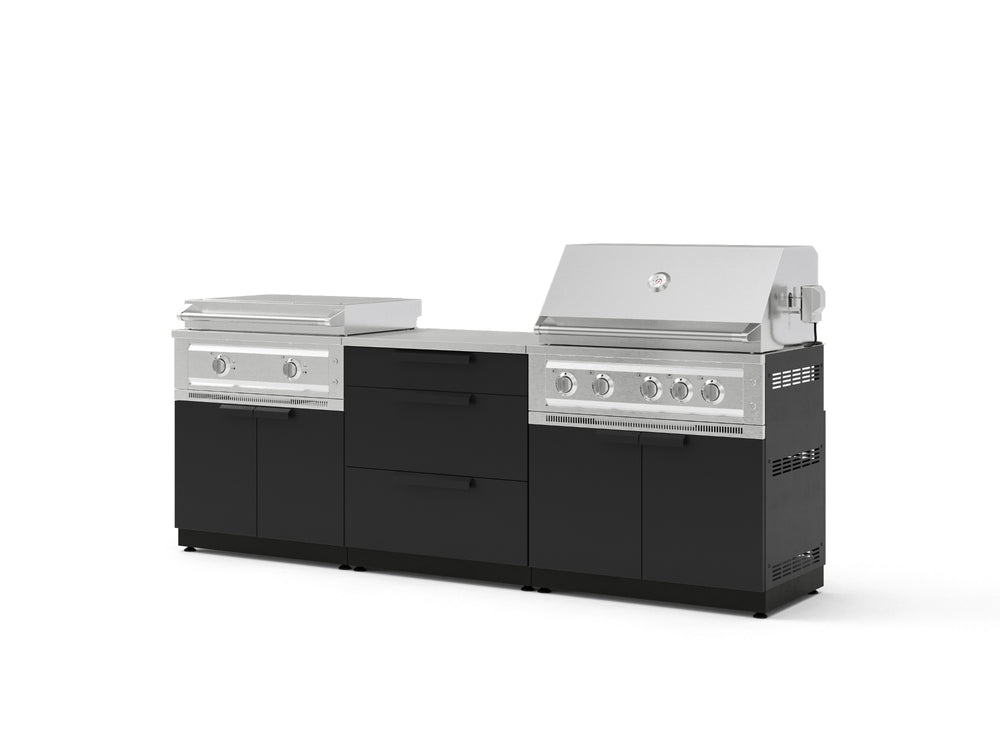 NewAge Outdoor Kitchens Stainless Steel 6-Piece Cabinet Set with 3 Drawer, Grill Cabinet, Platinum Griddle, Grill and Countertop-75158-Garage Giant