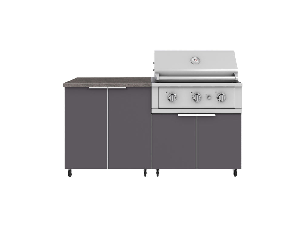NewAge Outdoor Kitchens Aluminum 4-Piece Cabinet Set with Caster and 2 Door, Grill Cabinet, Performance Grill, Countertop-72477-Garage Giant