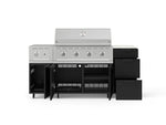 NewAge Outdoor Kitchens Outdoor Grill Island Stainless-Steel 6-Piece Cabinet Set with Casters and 3-Drawer, Grill Cabinet, Performance Grill, Side Burner and Dekton in Aeris Countertop - (Liquid Propane) 