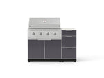 NewAge Outdoor Kitchens Outdoor Grill Island Aluminum 4-Piece Cabinet Set with 3-Drawer, Grill Cabinet, Performance Grill and Countertop - (Natural Gas) 