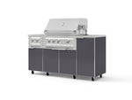 NewAge Outdoor Kitchens Outdoor Grill Island Aluminum 6-Piece Cabinet Set with Casters and 1-Door, Grill Cabinet, Platinum Grill, Dual Side Burner, Countertop-74857-Garage Giant 