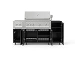 NewAge Outdoor Kitchens Outdoor Grill Island Aluminum 6-Piece Cabinet Set with Casters and 1-Door, Grill Cabinet, Platinum Grill, Dual Side Burner and Dekton in Sirius Countertop - (Liquid Propane) 