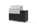 NewAge Outdoor Kitchens Outdoor Grill Island Stainless-Steel 4-Piece Cabinet Set with Casters and 3-Drawer, Grill Cabinet, Platinum Grill and Dekton in Aeris Countertop - (Liquid Propane) | Garage Giant 