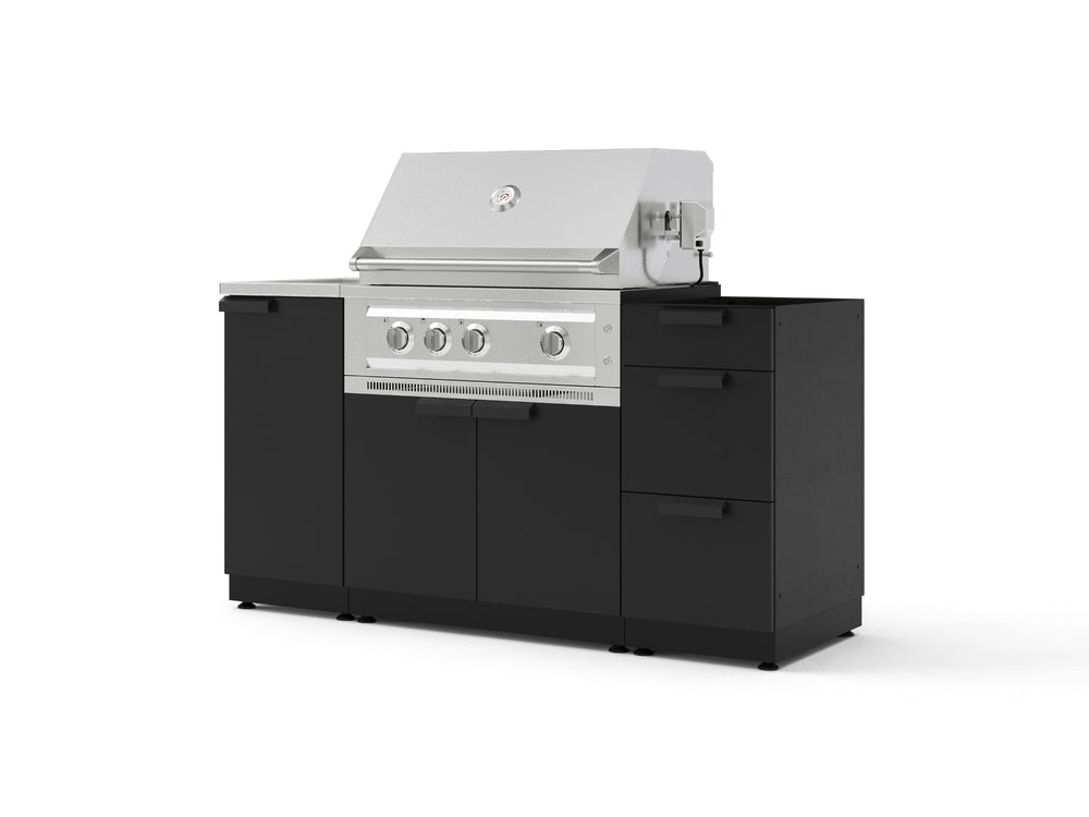 NewAge Outdoor Kitchens Outdoor Grill Island Stainless-Steel 5-Piece Cabinet Set with Sink, 3 Drawer, Grill Cabinet, Platinum Grill and Stainless Steel Countertop - (Liquid Propane) | Garage Giant