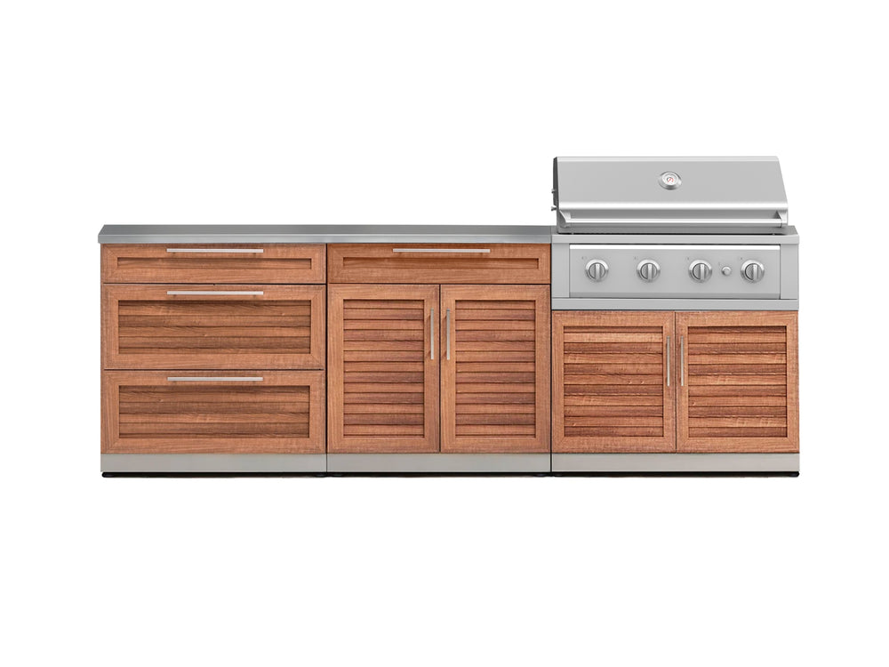 NewAge Outdoor Kitchens Stainless Steel 5-Piece Cabinet Set with with 3-Drawer, Bar, Grill Cabinet, Performance Grill and Countertop-71049-Garage Giant