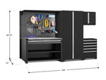 NewAge Garage Cabinets Pro Series 5-Piece Cabinet Set with Tool, Wall Cabinet, Locker, 62 in. Workstation, and Pegboard Accessories Kit-32649-Garage Giant 