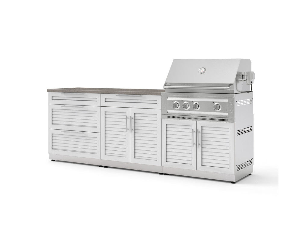 NewAge Outdoor Kitchens Stainless-Steel 5-Piece Cabinet Set with with 3-Drawer, Bar, Grill Cabinet, Platinum Grill and Countertop-73369-Garage Giant