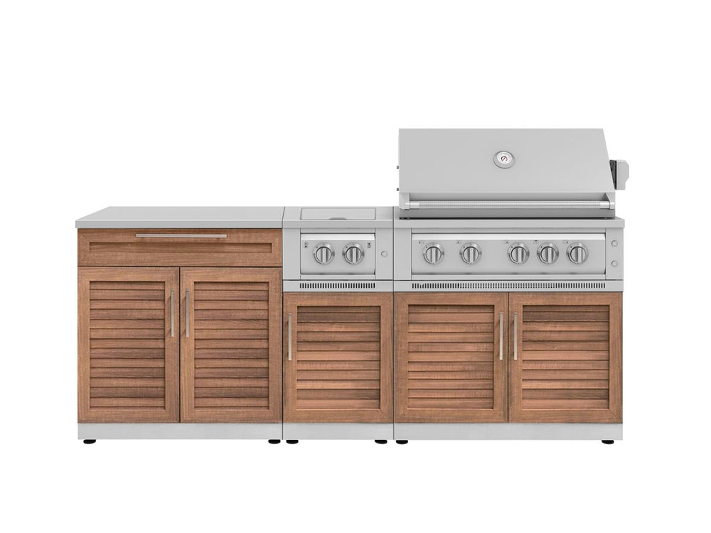 NewAge Outdoor Kitchens Stainless Steel 6-Piece Cabinet Set with Platinum Grill, Dual Side Burner, Bar and Grill Cabinet and Stainless Steel Countertop.-71555-Garage Giant