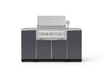 NewAge Outdoor Kitchens Outdoor Grill Island Aluminum 6-Piece Cabinet Set with 1 Door, Grill Cabinet, Platinum Grill and Countertops 