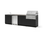 NewAge Outdoor Kitchens Stainless Steel 6-Piece Cabinet Set with Sink, Bar, Grill Cabinet, Platinum Grill, Countertop and Stainless Steel Door Fridge-73815-Garage Giant 