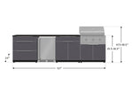 NewAge Outdoor Kitchens Aluminum 7-Piece Cabinet Set with 3-Drawer, Bar, Grill Cabinet, Performance Grill, Countertops and Fridge-71829-Garage Giant 