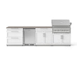 NewAge Outdoor Kitchens Stainless Steel 7-Piece Cabinet Set with 3-Drawer, Bar, Grill Cabinet, Platinum Grill, Countertop, and Stainless Steel Door Fridge-73693-Garage Giant 