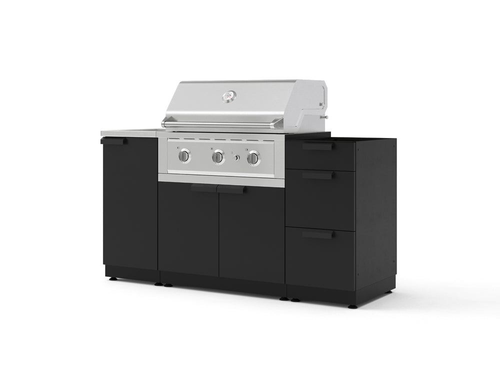NewAge Outdoor Kitchens Outdoor Grill Island Stainless-Steel 5-Piece Cabinet Set with Sink, 3 Drawer, Grill Cabinet, Performance Grill and Stainless Steel Countertop - (Liquid Propane) | Garage Giant