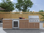 NewAge Outdoor Kitchens Stainless Steel 7-Piece Cabinet Set with 3-Drawer, Bar, Grill Cabinet, Performance Grill, Countertops and Fridge-67911-Garage Giant 