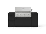 NewAge Outdoor Kitchens Outdoor Grill Island Stainless-Steel 6-Piece Cabinet Set with 1 Door, 3 Drawer, Grill Cabinet, Platinum Grill and Dekton in Sirius Countertops - (Natural Gas) 