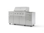 NewAge Outdoor Kitchens Outdoor Grill Island Stainless-Steel 5-Piece Cabinet Set with Casters and 3-Drawer, Grill Cabinet, Side Burner and Performance Grill - (Liquid Propane) | Garage Giant 