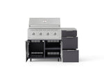 NewAge Outdoor Kitchens Outdoor Grill Island Aluminum 4-Piece Cabinet Set with Casters and 3-Drawer, Grill Cabinet, Performance Grill, Countertop 