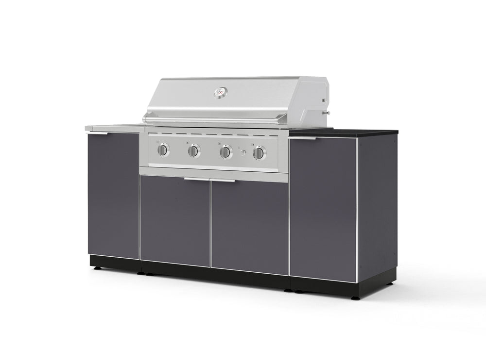 NewAge Outdoor Kitchens Outdoor Grill Island Aluminum 5-Piece Cabinet Set with Sink, 1 Door, Grill Cabinet, Performance Grill and Stainless Steel Countertop - (Liquid Propane) | Garage Giant