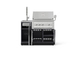 NewAge Outdoor Kitchens Outdoor Grill Island Aluminum 3-Piece Cabinet Set with Sink, Grill Cabinet and Platinum Grill-75264-Garage Giant 