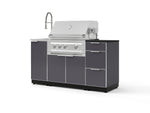 NewAge Outdoor Kitchens Outdoor Grill Island Aluminum 5-Piece Cabinet Set with Sink, 3 Drawer, Grill Cabinet, Platinum Grill and Stainless Steel Countertop - (Liquid Propane) | Garage Giant 