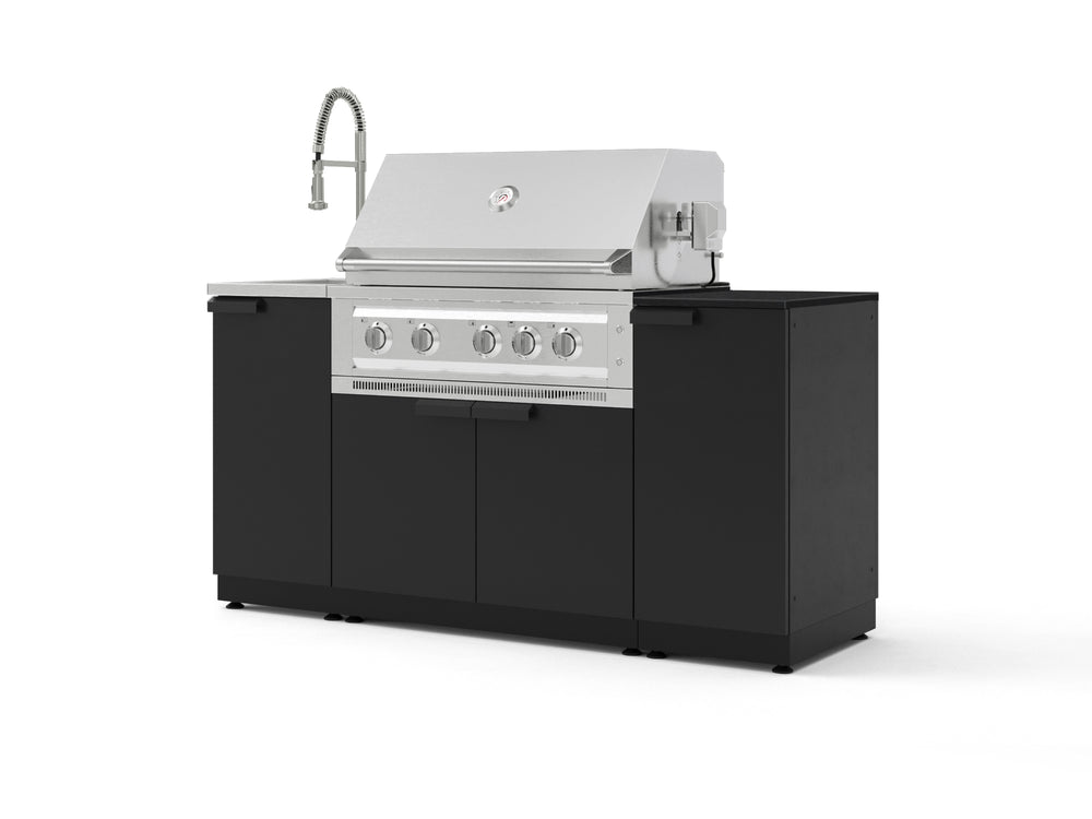 NewAge Outdoor Kitchens Outdoor Grill Island Stainless-Steel 5-Piece Cabinet Set with Sink, 1 Door, Grill Cabinet, Platinum Grill and Stainless Steel Countertop - (Natural Gas) | Garage Giant