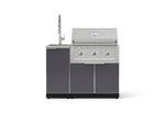 NewAge Outdoor Kitchens Outdoor Grill Island Aluminum 3-Piece Cabinet Set with Sink, Grill Cabinet and Performance Grill-75333-Garage Giant 
