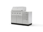 NewAge Outdoor Kitchens Outdoor Grill Island Stainless-Steel 4-Piece Cabinet Set with 3-Drawer, Grill Cabinet, Performance Grill and Dekton in Aeris Countertop - (Liquid Propane) | Garage Giant 