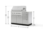 NewAge Outdoor Kitchens Outdoor Grill Island Stainless-Steel 4-Piece Cabinet Set with 3-Drawer, Grill Cabinet, Platinum Grill and Dekton in Aeris Countertop - (Liquid Propane) 