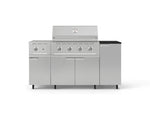 NewAge Outdoor Kitchens Outdoor Grill Island Stainless-Steel 6-Piece Cabinet Set with Casters and 1-Door, Grill Cabinet, Performance Grill, Side Burner and Dekton in Sirius Countertop - (Liquid Propane) 