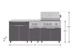 NewAge Outdoor Kitchens Aluminum 6-Piece Cabinet Set with Casters and Platinum Grill, Dual Side Burner, Bar, Grill Cabinet, Countertop-72552-Garage Giant 