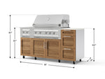 NewAge Outdoor Kitchens Outdoor Grill Island Stainless-Steel Louvered Doors 6-Piece Cabinet Set with Casters and 3-Drawer, Grill Cabinet, Platinum Grill, Dual Side Burner and Dekton in Aeris Countertop - (Liquid Propane) 