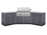 NewAge Outdoor Kitchens Aluminum 7-Piece Cabinet Set with 2 Door, Bar, Corner, Grill Cabinet, Platinum Grill, and Countertops | 71008 
