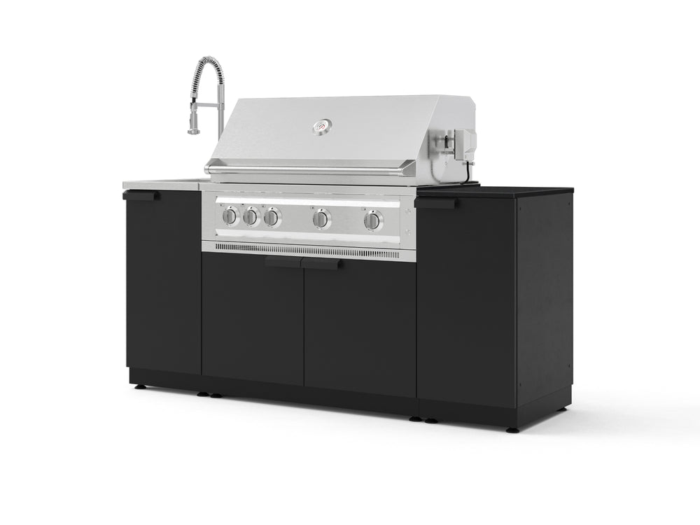 NewAge Outdoor Kitchens Outdoor Grill Island Stainless-Steel 5-Piece Cabinet Set with Sink, 1 Door, Grill Cabinet, Platinum Grill and Stainless Steel Countertop - (Liquid Propane) | Garage Giant