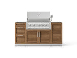 NewAge Outdoor Kitchens Outdoor Grill Island Stainless-Steel Louvered Doors 5-Piece Cabinet Set with 1 Door, 3 Drawer, Grill Cabinet and Platinum Grill - (Natural Gas) 